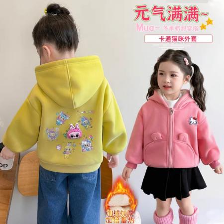 女童连帽外套春秋款新款儿童洋气卡通夹克秋装宝宝运动风上衣 童装批发宝宝服饰批发