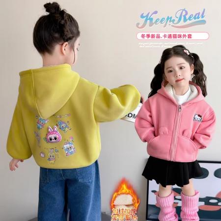 女童连帽外套春秋款新款儿童洋气卡通夹克秋装宝宝运动风上衣 童装批发宝宝服饰批发