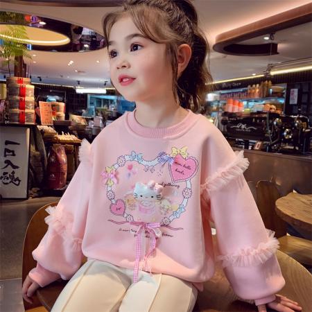 秋冬季新款女童加绒圆领卫衣女孩儿童韩版时尚卡通印花上衣女 童装批发宝宝服饰批发