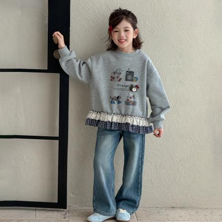 女童加绒卫衣冬季新款儿童洋气时髦女大童冬装加厚打底衫上衣 童装批发宝宝服饰批发