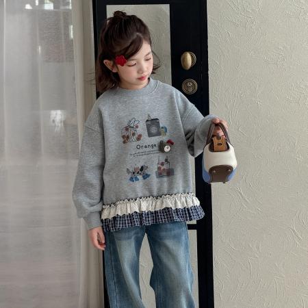 女童加绒卫衣冬季新款儿童洋气时髦女大童冬装加厚打底衫上衣 童装批发宝宝服饰批发