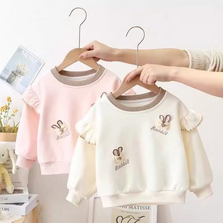 女童纯棉卫衣春秋季新款女宝宝冬季款一体加绒上衣婴儿童秋装 童装批发宝宝服饰批发