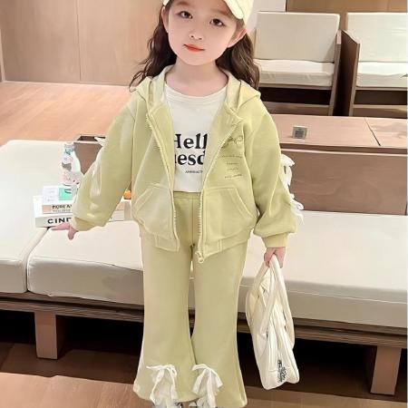 仿棉华棉复合女童秋装套装爱心可爱秋女宝春秋卫衣两件套 童装批发宝宝服饰批发