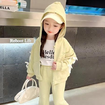 仿棉华棉复合女童秋装套装爱心可爱秋女宝春秋卫衣两件套 童装批发宝宝服饰批发