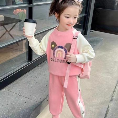 女童休闲卫衣套装春秋季新款时髦洋气炸街儿童宝宝网红两件套 童装批发宝宝服饰批发