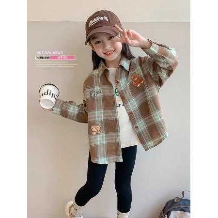 女童春季格子衬衫新款时尚洋气上衣小女孩春秋款休闲外套衬衣 童装批发宝宝服饰批发
