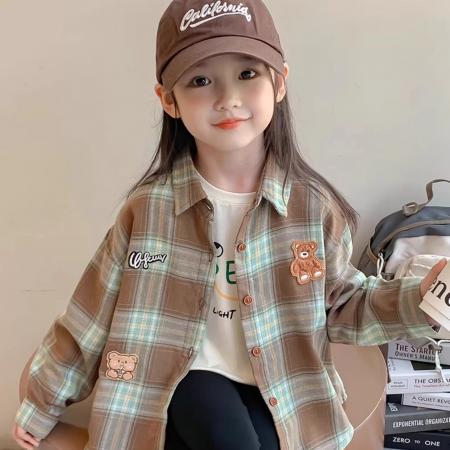 女童春季格子衬衫新款时尚洋气上衣小女孩春秋款休闲外套衬衣 童装批发宝宝服饰批发