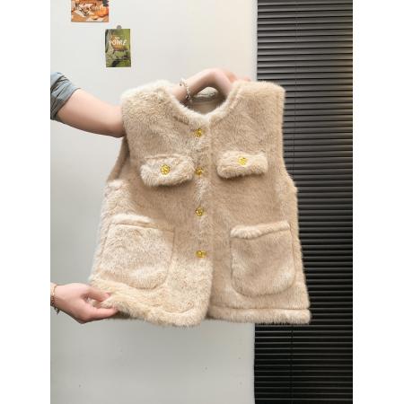 FA50073# 高级感仿皮草毛毛马甲外套秋冬时尚洋气叠穿坎肩上衣 服裝批發女裝批發服飾貨源