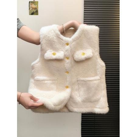 FA50073# 高级感仿皮草毛毛马甲外套秋冬时尚洋气叠穿坎肩上衣 服裝批發女裝批發服飾貨源