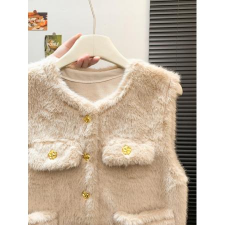 FA50073# 高级感仿皮草毛毛马甲外套秋冬时尚洋气叠穿坎肩上衣 服裝批發女裝批發服飾貨源