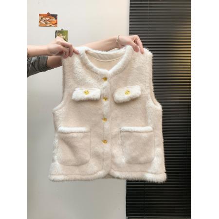 FA50073# 高级感仿皮草毛毛马甲外套秋冬时尚洋气叠穿坎肩上衣 服裝批發女裝批發服飾貨源