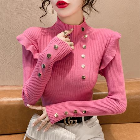 FA50074# 冬季新款设计感时尚高领毛衣显瘦打底针织衫上衣 服裝批發女裝批發服飾貨源