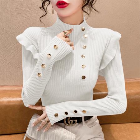 FA50074# 冬季新款设计感时尚高领毛衣显瘦打底针织衫上衣 服裝批發女裝批發服飾貨源