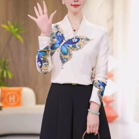 FA50075# 翩然蝶衣新款高级感徳绒秋冬保暖洋气轻奢简约显瘦V领上衣女 服裝批發女裝批發服飾貨源