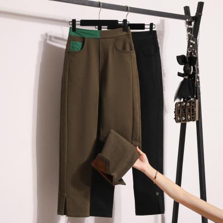 FA50080# 冬新款大码休闲欧版弹力直筒女裤胖MM加绒加厚简约高腰女长裤 服裝批發女裝批發服飾貨源