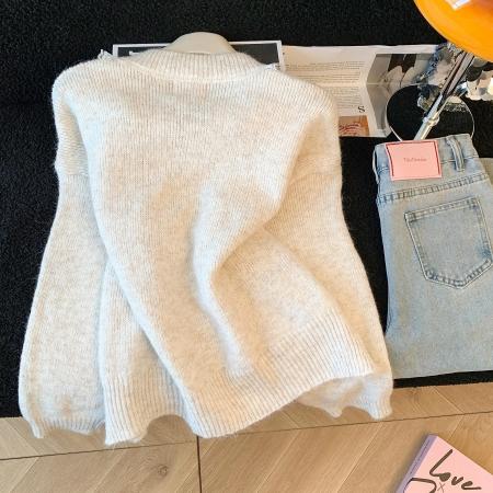 FA50083# 温柔风软糯蝴蝶结小熊毛衣女秋冬新款蕾丝花边针织衫气质上衣 服裝批發女裝批發服飾貨源