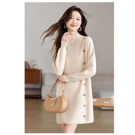 FA50084# 毛衣女秋冬新款中长款打底衫内搭遮屁股针织连衣裙 服裝批發女裝批發服飾貨源