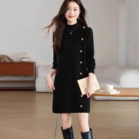 FA50084# 毛衣女秋冬新款中长款打底衫内搭遮屁股针织连衣裙 服裝批發女裝批發服飾貨源