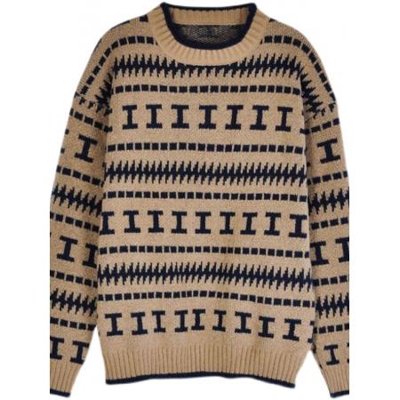 FA50085# 北欧风小众费尔岛提花慵懒毛衣女冬季氛围感穿搭高级针织衫上衣 服裝批發女裝批發服飾貨源