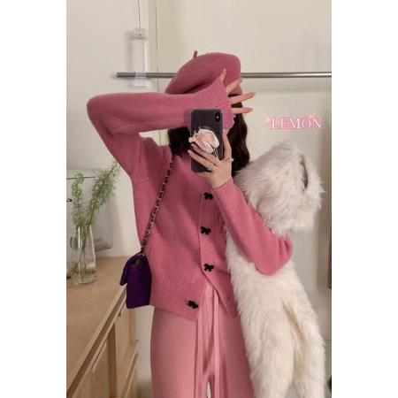 FA50087# 小香风短款白色V领针织开衫女春小个子蝴蝶结毛衣外套上衣冬 服裝批發女裝批發服飾貨源