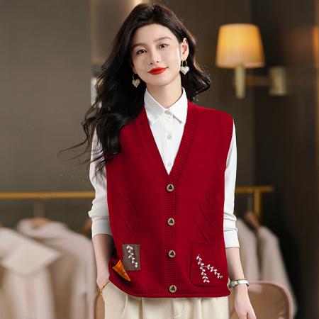 FA50091# 羊毛马甲背心女士春秋外搭针织开衫叠穿坎肩上衣洋气毛衣外套 服裝批發女裝批發服飾貨源
