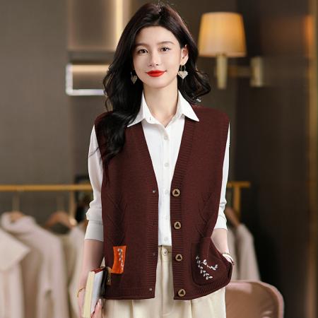 FA50091# 羊毛马甲背心女士春秋外搭针织开衫叠穿坎肩上衣洋气毛衣外套 服裝批發女裝批發服飾貨源