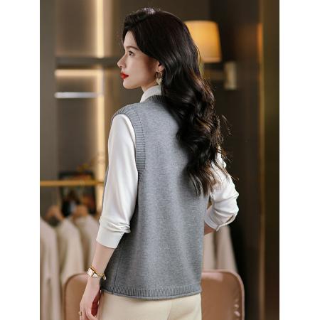 FA50091# 羊毛马甲背心女士春秋外搭针织开衫叠穿坎肩上衣洋气毛衣外套 服裝批發女裝批發服飾貨源