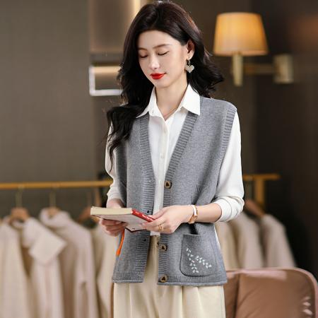 FA50091# 羊毛马甲背心女士春秋外搭针织开衫叠穿坎肩上衣洋气毛衣外套 服裝批發女裝批發服飾貨源