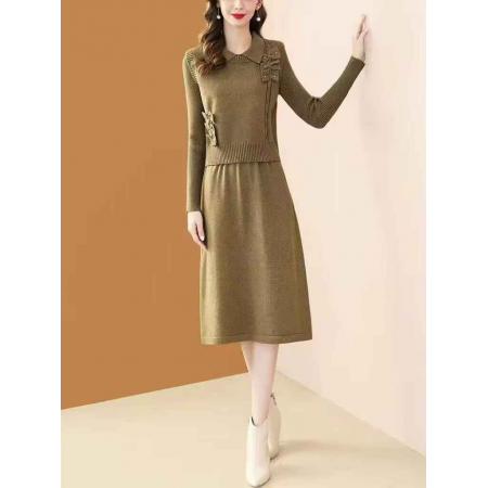 FA50098# 马甲针织连衣裙两件套女新款深秋初冬穿搭超好看灰色冬季裙子 服裝批發女裝批發服飾貨源