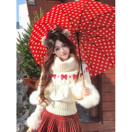 FA50110# 圣诞节红色毛毛针织毛衣女秋冬季加厚小个子慵懒气质宽松斗篷上衣 服裝批發女裝批發服飾貨源