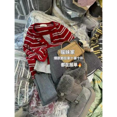 FA50111# 冬新款洋气复古百搭显瘦条纹假两件针织衫 服裝批發女裝批發服飾貨源