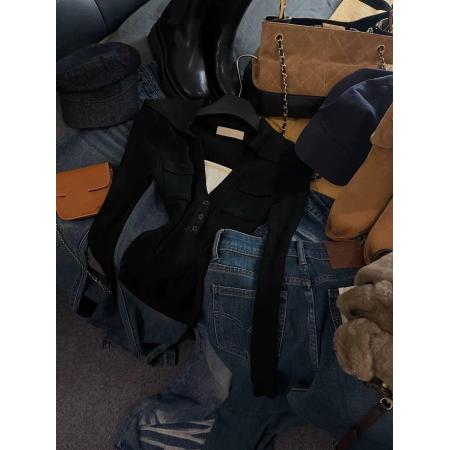 FA50112# 韩国东大门冬季新款时髦洋气百搭显瘦V领假两件针织衫上衣 服裝批發女裝批發服飾貨源