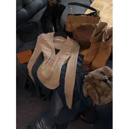 FA50112# 韩国东大门冬季新款时髦洋气百搭显瘦V领假两件针织衫上衣 服裝批發女裝批發服飾貨源