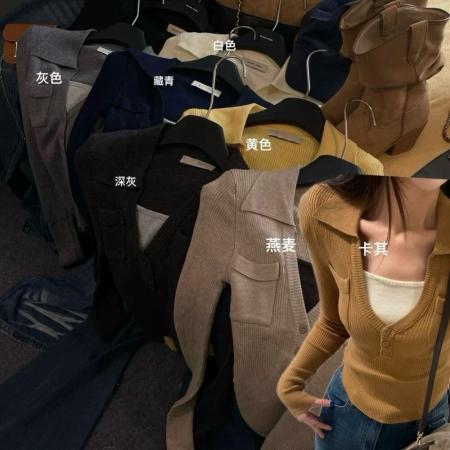 FA50112# 韩国东大门冬季新款时髦洋气百搭显瘦V领假两件针织衫上衣 服裝批發女裝批發服飾貨源