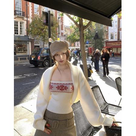 FA50114# 雾岛观雪'费尔岛坎肩罩衫/吊带针织两件套女冬 服裝批發女裝批發服飾貨源