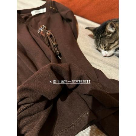FA50117# 咖棕色立体装饰长袖T恤女秋冬新款设计感上衣 服裝批發女裝批發服飾貨源