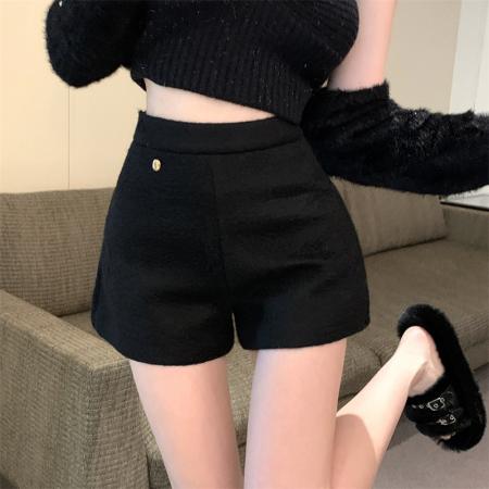 FA50122# 冬季洋气软糯毛绒A字休闲短裤百搭靴裤子高腰阔腿热裤女 服裝批發女裝批發服飾貨源