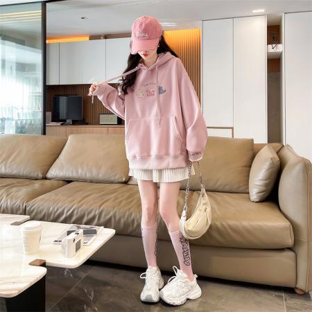 FA50131# 华棉复合真超冬季加绒连帽刺绣卫衣外套女潮 服裝批發女裝批發服飾貨源