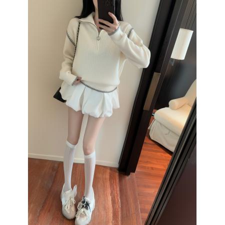 FA50148# 高级感半拉链高领立领毛衣外穿慵懒加厚内搭针织打底上衣 服裝批發女裝批發服飾貨源