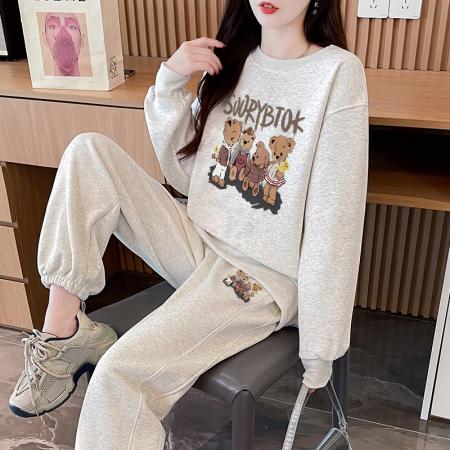 FA50150# 纯棉华棉复薄款/加厚加绒复银狐绒秋冬休闲运动套装 服裝批發女裝批發服飾貨源