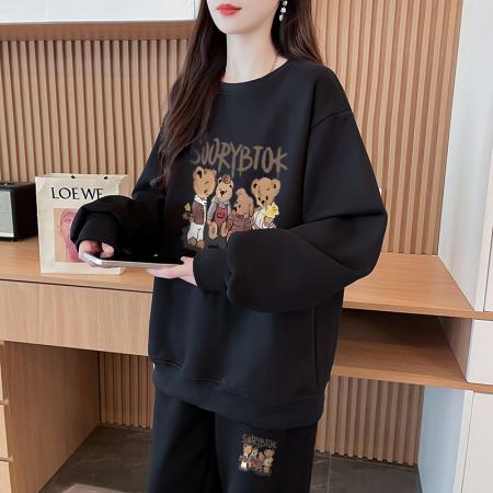 FA50150# 纯棉华棉复薄款/加厚加绒复银狐绒秋冬休闲运动套装 服裝批發女裝批發服飾貨源