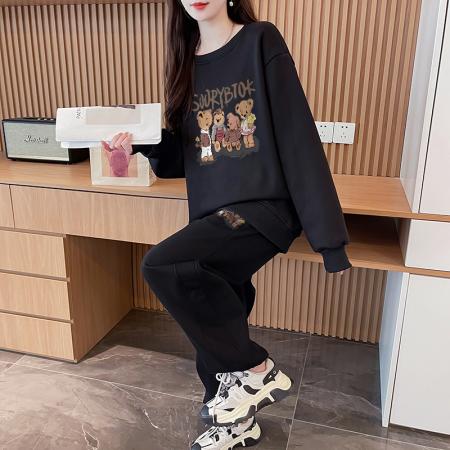 FA50150# 纯棉华棉复薄款/加厚加绒复银狐绒秋冬休闲运动套装 服裝批發女裝批發服飾貨源