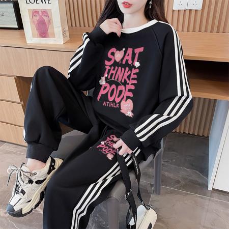 FA50153# 纯棉华棉复薄款/加厚加绒复银狐绒秋冬休闲运动套装 服裝批發女裝批發服飾貨源