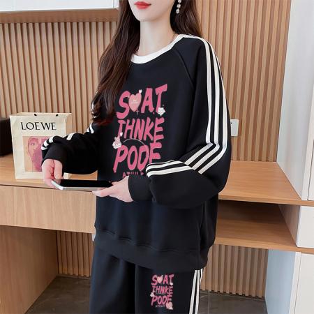 FA50153# 纯棉华棉复薄款/加厚加绒复银狐绒秋冬休闲运动套装 服裝批發女裝批發服飾貨源