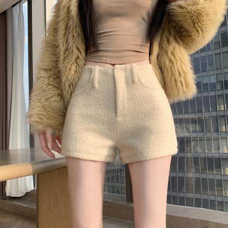 FA50158# 小香风毛呢短裤女秋冬新款高腰显瘦辣妹休闲超短阔腿热裤 服裝批發女裝批發服飾貨源
