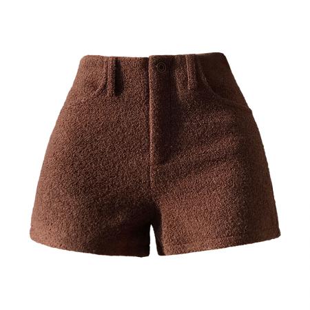 FA50158# 小香风毛呢短裤女秋冬新款高腰显瘦辣妹休闲超短阔腿热裤 服裝批發女裝批發服飾貨源