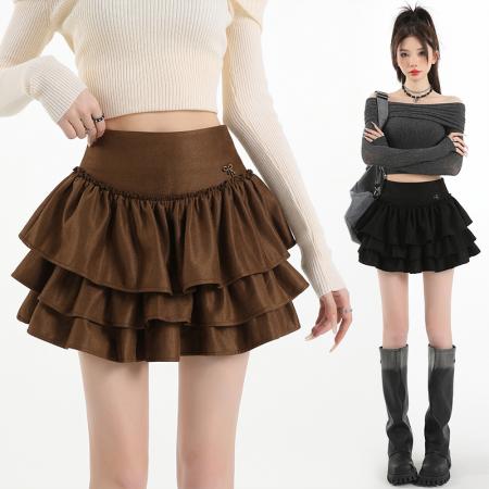 FA50162# 芭蕾风鹿皮绒半身裙高腰设计感小个子甜辣蛋糕蓬蓬短裙 服裝批發女裝批發服飾貨源