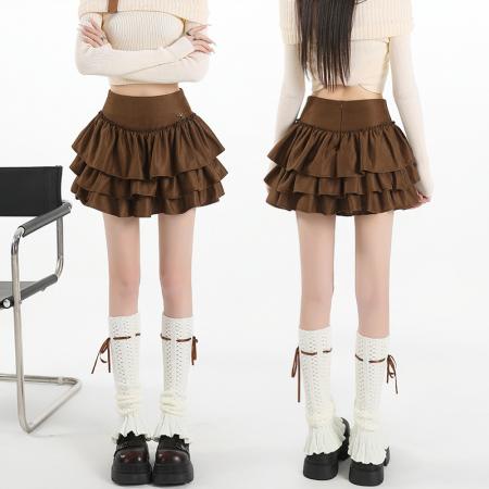 FA50162# 芭蕾风鹿皮绒半身裙高腰设计感小个子甜辣蛋糕蓬蓬短裙 服裝批發女裝批發服飾貨源