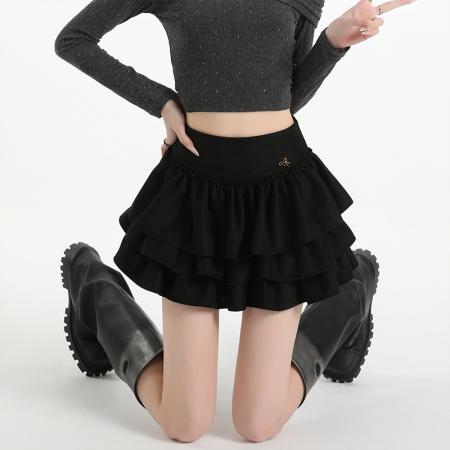 FA50162# 芭蕾风鹿皮绒半身裙高腰设计感小个子甜辣蛋糕蓬蓬短裙 服裝批發女裝批發服飾貨源