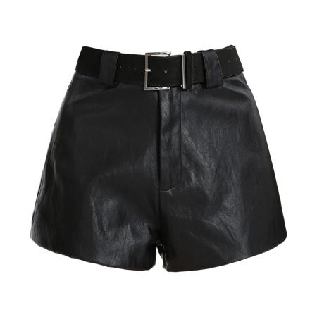 FA50164# 甜酷辣妹风PU皮短裤秋冬韩系气质百搭显瘦A字阔腿短裤 服裝批發女裝批發服飾貨源